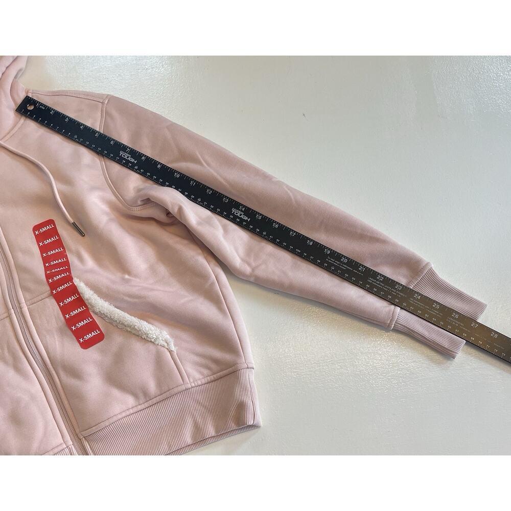 Member's Mark Women Jogger Jacket, Sherpa Lined Jacket Light Pink Soft Size XS - Picture 6 of 14